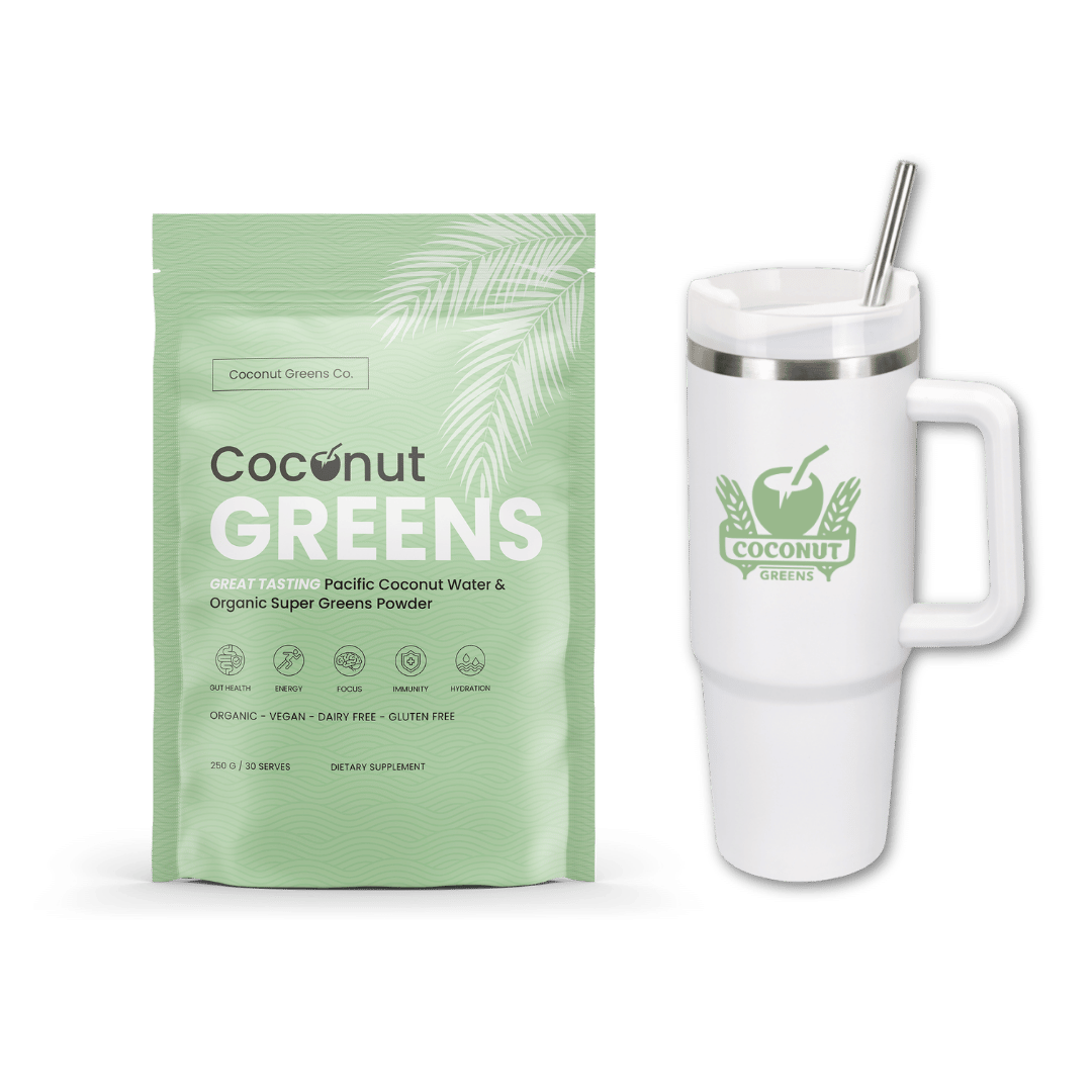Coconut Greens Co. Coconut Greens & Hydro travel Cup w/straw