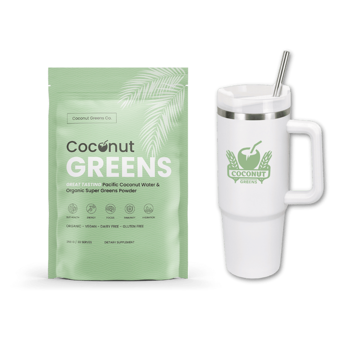 Coconut Greens & Hydro travel Cup w/straw