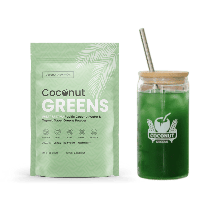 Coconut Greens Tub + Glass Tumbler w/straw