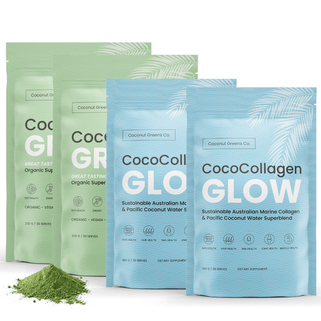 Coconut Greens Co. Food Glow & Go: Feel Good, Look Good Power Pack (2x2-Pack, 60 serves)