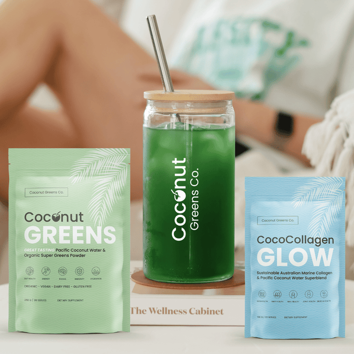 Glow & Greens Daily Ritual Bundle + FREE 500ml Glass Tumbler