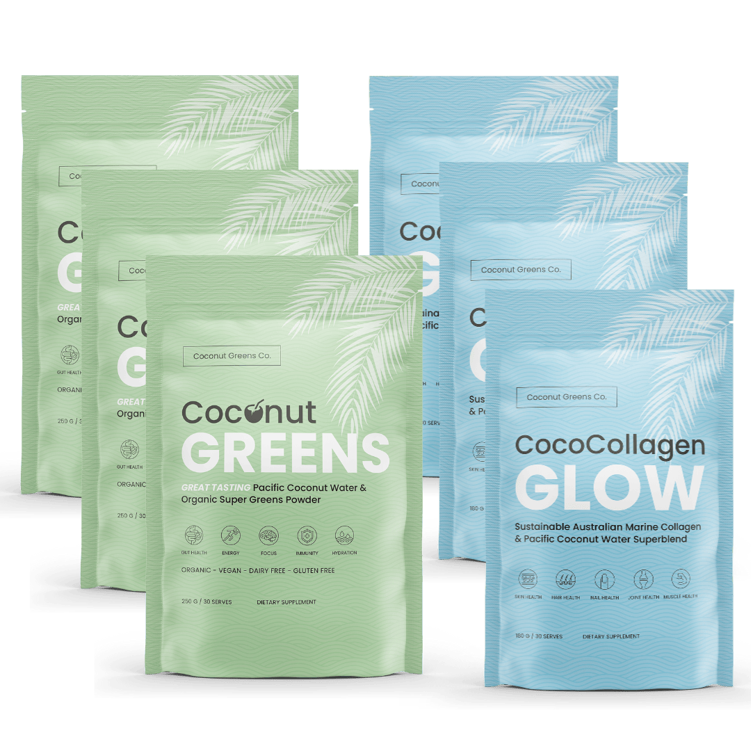 Coconut Greens Co. Food Glow & Greens Power Pack (2x3-Pack, 90 serves)