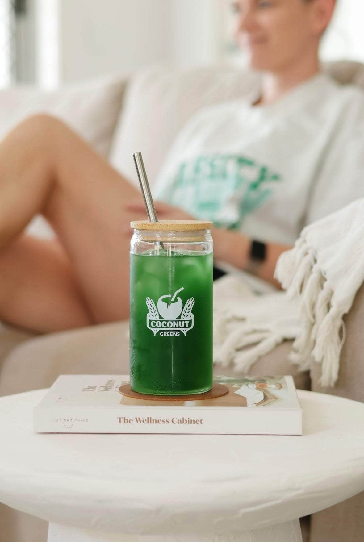 Coconut Greens Food Go Pouch + Glass Tumbler w/straw