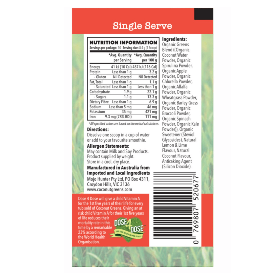 Coconut Greens Food Coconut Greens - Single Serve 8.4g