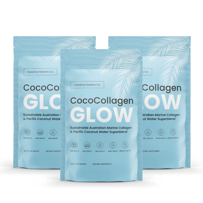 CocoCollagen Glow – 3-Pack (3 × 180g Pouches, 90 Serves, Save 15%)