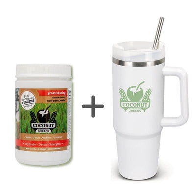 Coconut Greens Food Coconut Greens tub + Hydro travel Cup w/straw -  DUE TO HIGH DEMAND CURRENTLY A TWO WEEK DELAY ON DISPATCH