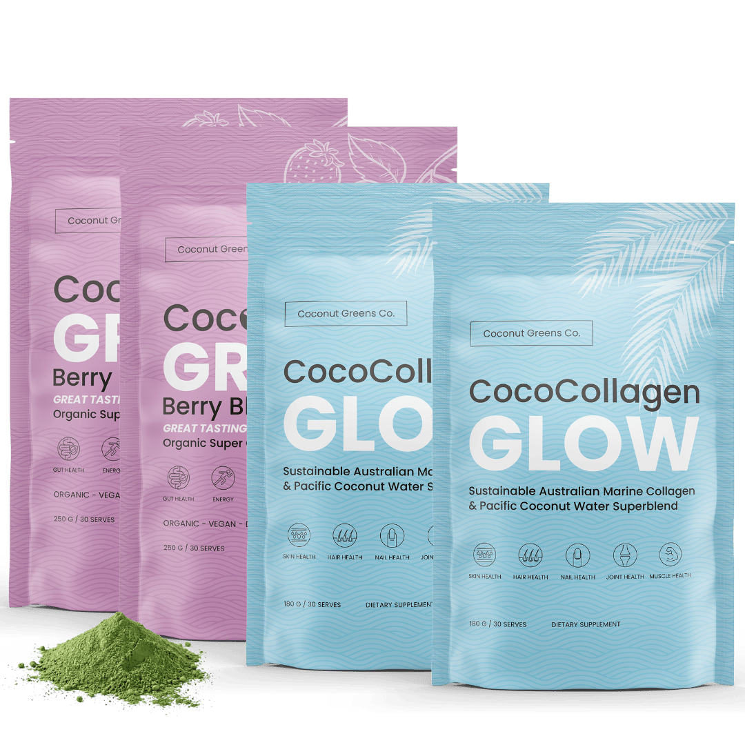 Coconut Greens Co. Food Glow & Go: Feel Good, Look Good Power Pack (2x2-Pack, 60 serves)