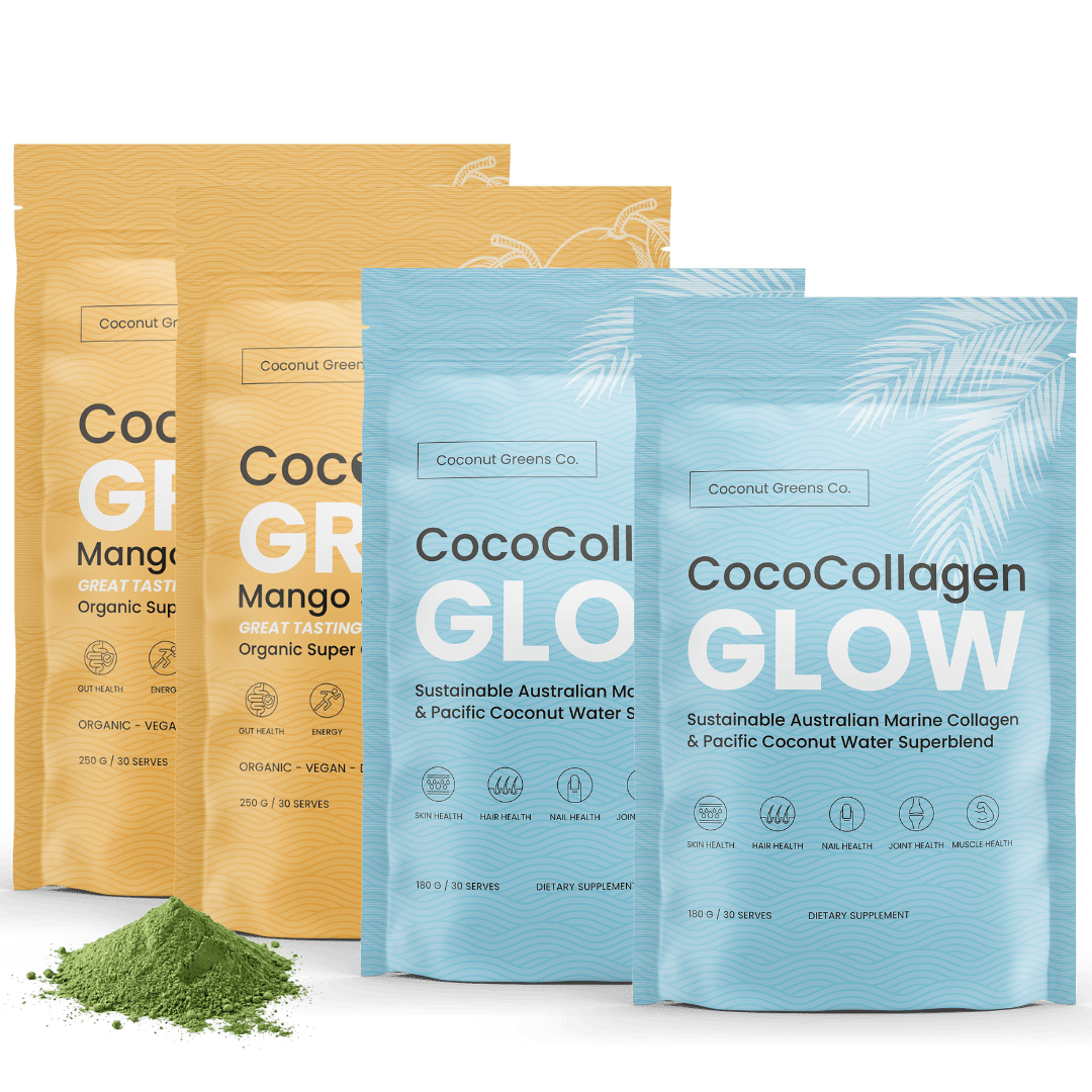 Coconut Greens Co. Food Glow & Go: Feel Good, Look Good Power Pack (2x2-Pack, 60 serves)