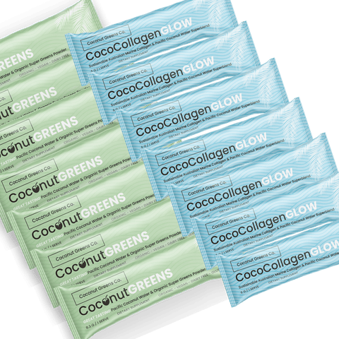 Glow & Go Getaway Pack – 14-Day Travel Combo (7 Greens + 7 Glow)