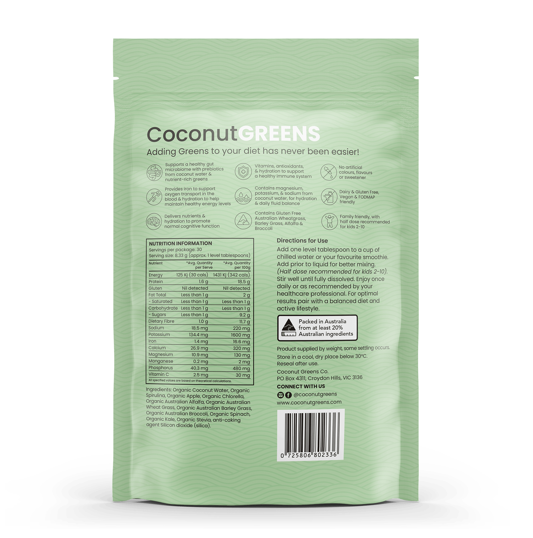 Coconut Greens Co. Food Glow & Greens Power Pack (2x2-Pack, 60 serves)